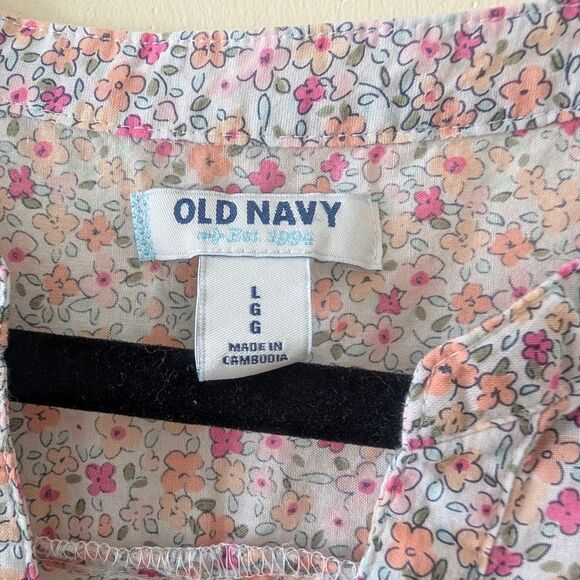 Old Navy Printed Ditsy Floral V Neck Popover Top Blouse Size Large - Picture 5 of 6